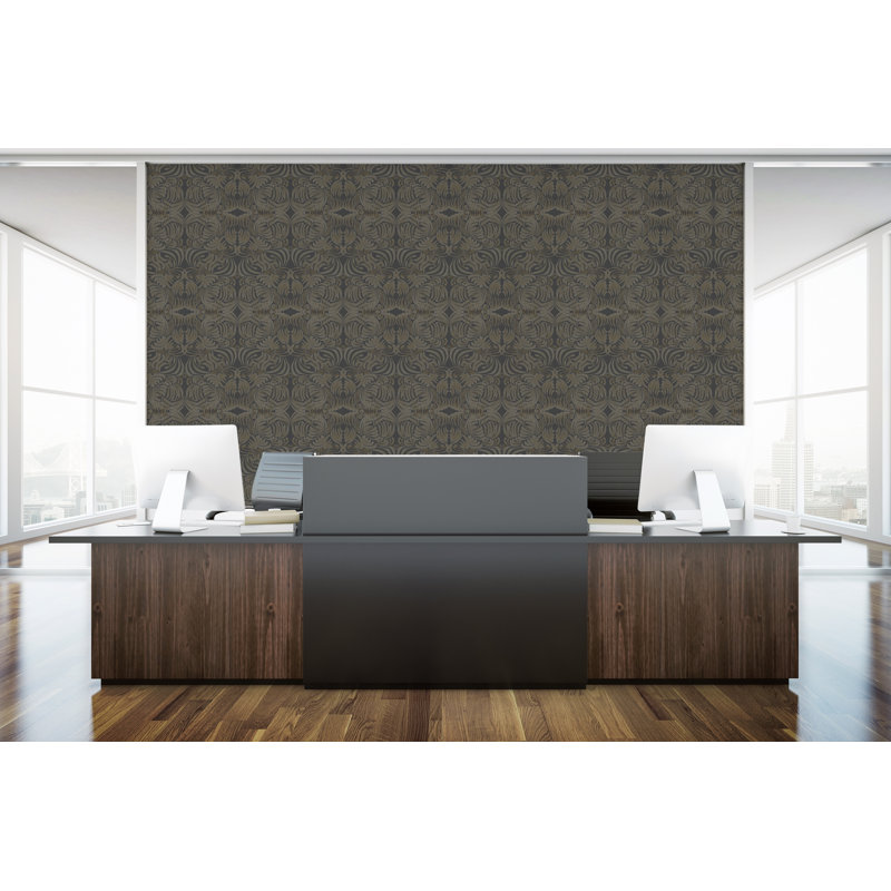 Abra Flora 10' L x 24" W Wallpaper Roll, Goldenrod, Self-adhesive, Vinyl