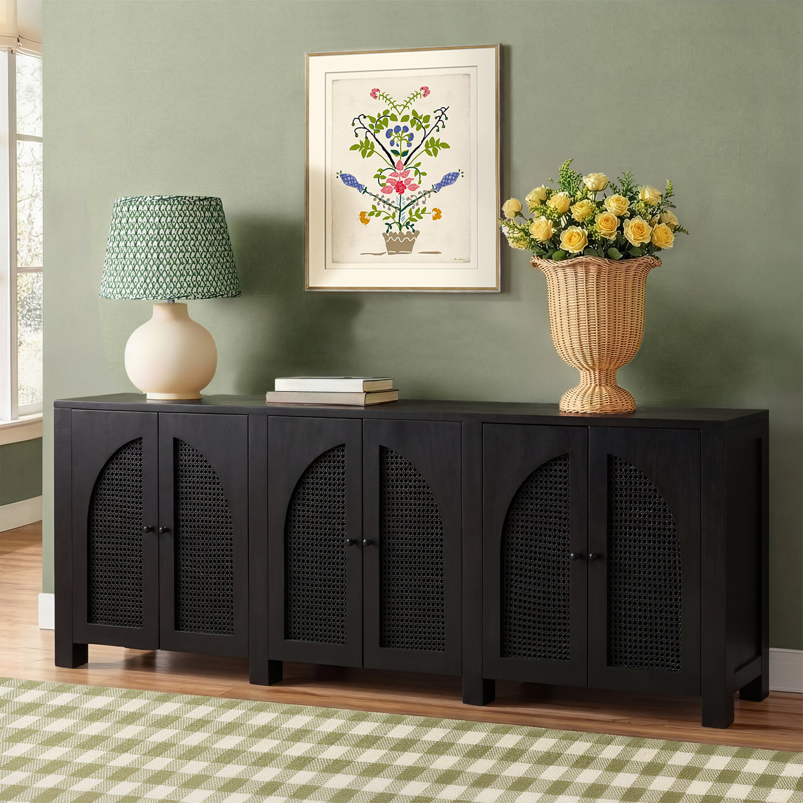 Silfa Mango Sideboard, Black Wash Mango, 33"H x 98"W x 18"D