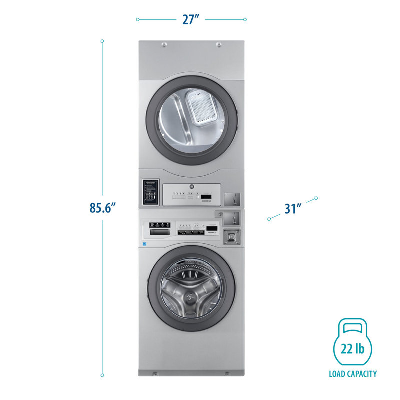 Crossover 2.0 Coin-Operated Washer and Dryer Stack, Natural Gas