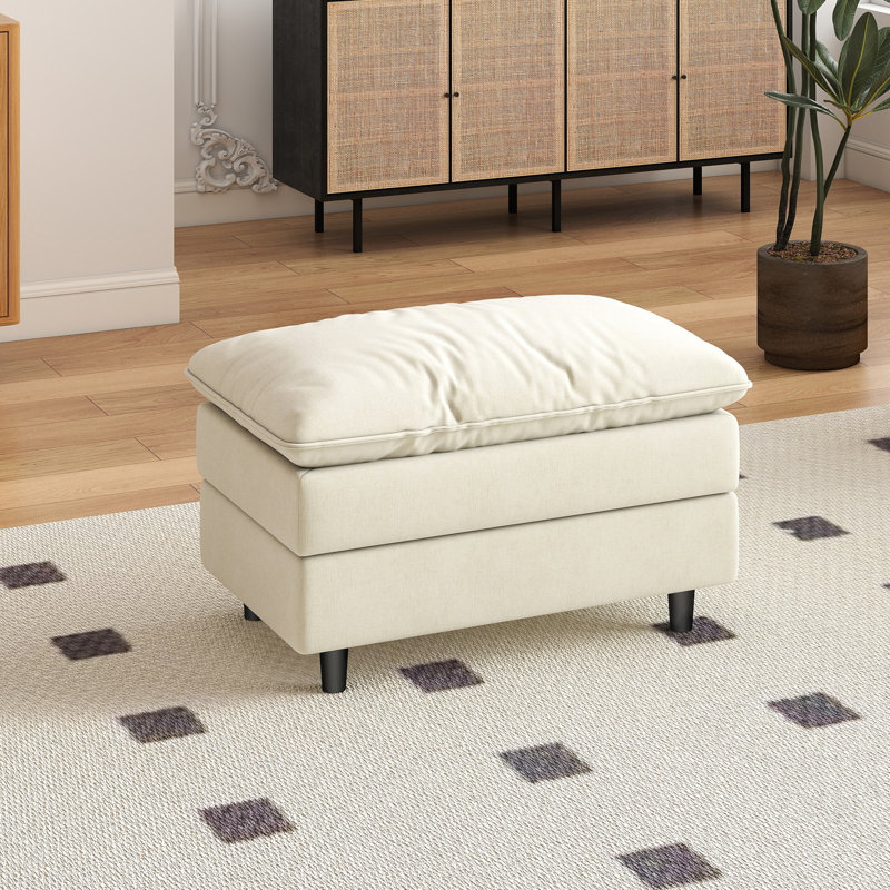 Repose-pieds rembourré en chenille pour canapé modulaire modulaire Chenille, Beige