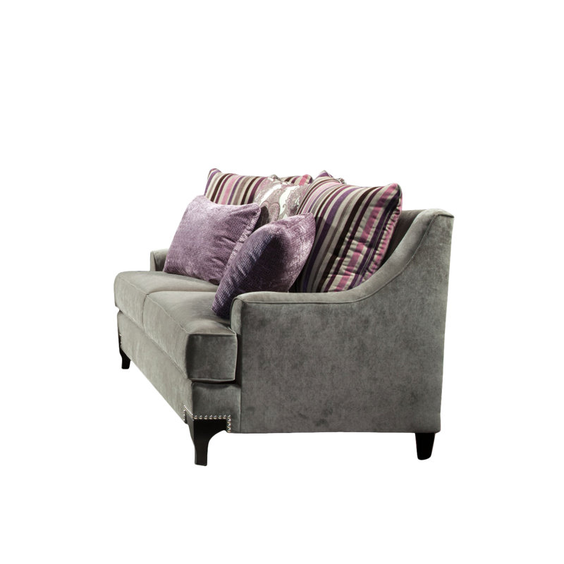 Eziya Velvet Recessed Arm Sofa, 38 po H x 91 po l x 40 po P, Taupe rétro