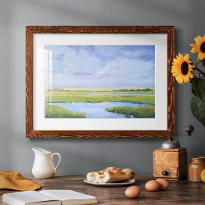 Summer Marsh I - Art mural mural mat et encadré sous verre acrylique, grand salon