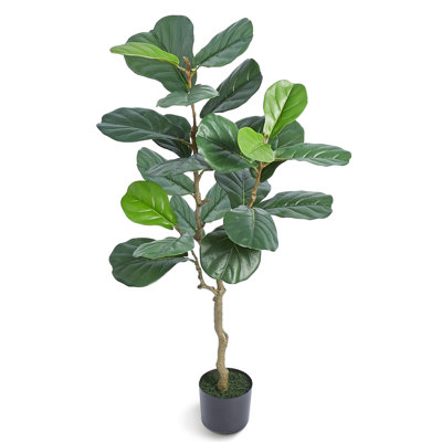 Faux Fiddle Leaf Fig Tree in Plastic Planter