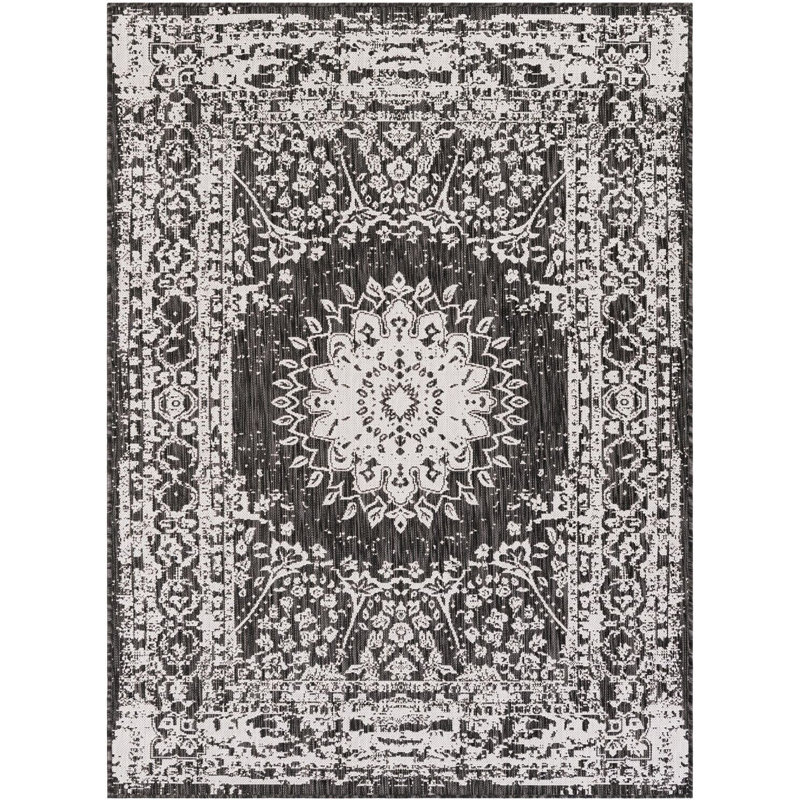 Tapis noir et blanc Contemporary Hitchens, Rectangle 5 pi 3 po x 7 pi 1 po