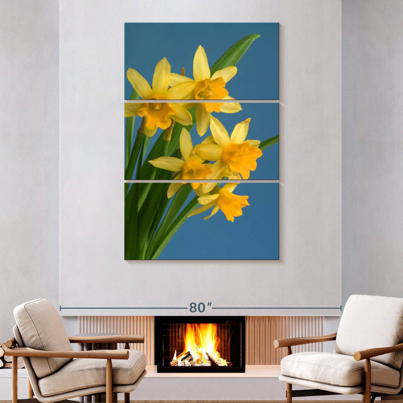 Jonquilles jaunes sur fond bleu Harnek
