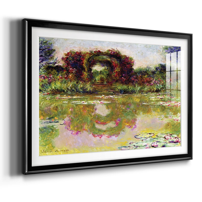 Rose Arches At Giverny, 1913 - Art mural mural mat et encadré sous verre acrylique, Noir, H 30 po x l 44 po x P 1,5 po