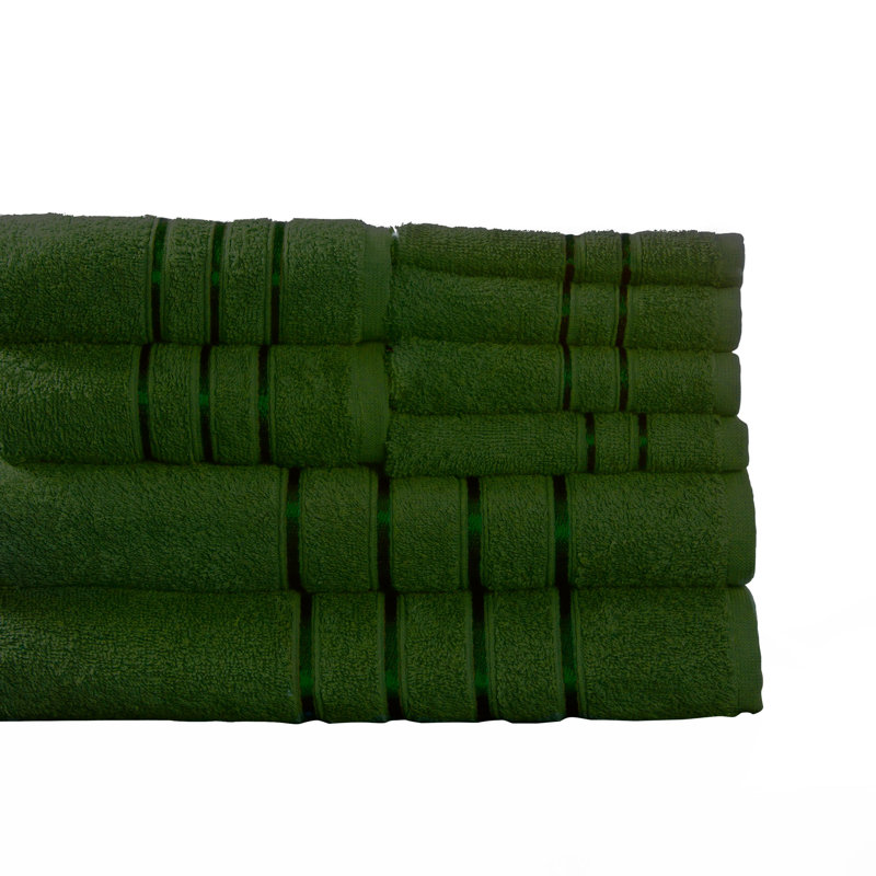 8-Piece 100% Cotton Bath Towel Set - Plush Bathroom Towels with Washcloths, Hand, and Bath Towels, Green