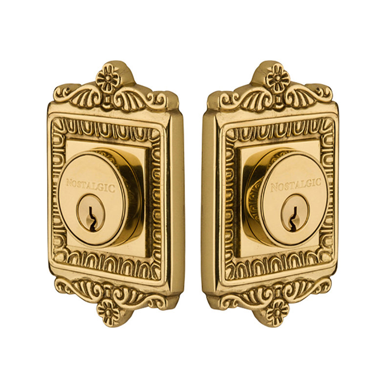 Nostalgic Warehouse Egg & Dart Plate Double Cylinder Deadbolt, Polished Brass