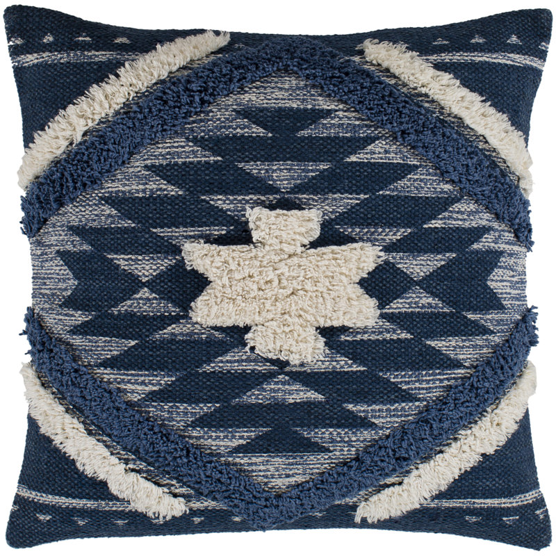 Housse de coussin en coton Lenor, 18 po x 18 po, Denim / marine