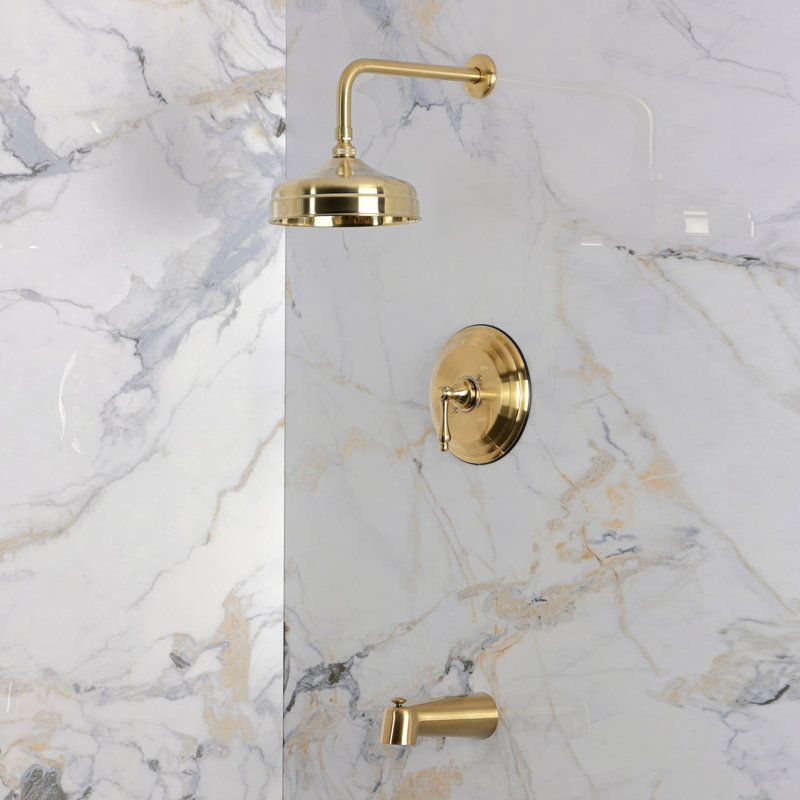 Robinet de baignoire et douche à pression équilibrée Kingston, Brushed Brass