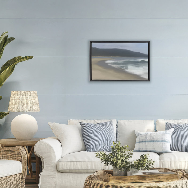 Cadre flottant Hazy Beach Curve, design par Matthew Piotrowicz, Cadre flottant noir de jais, H 17 po x l 25 po