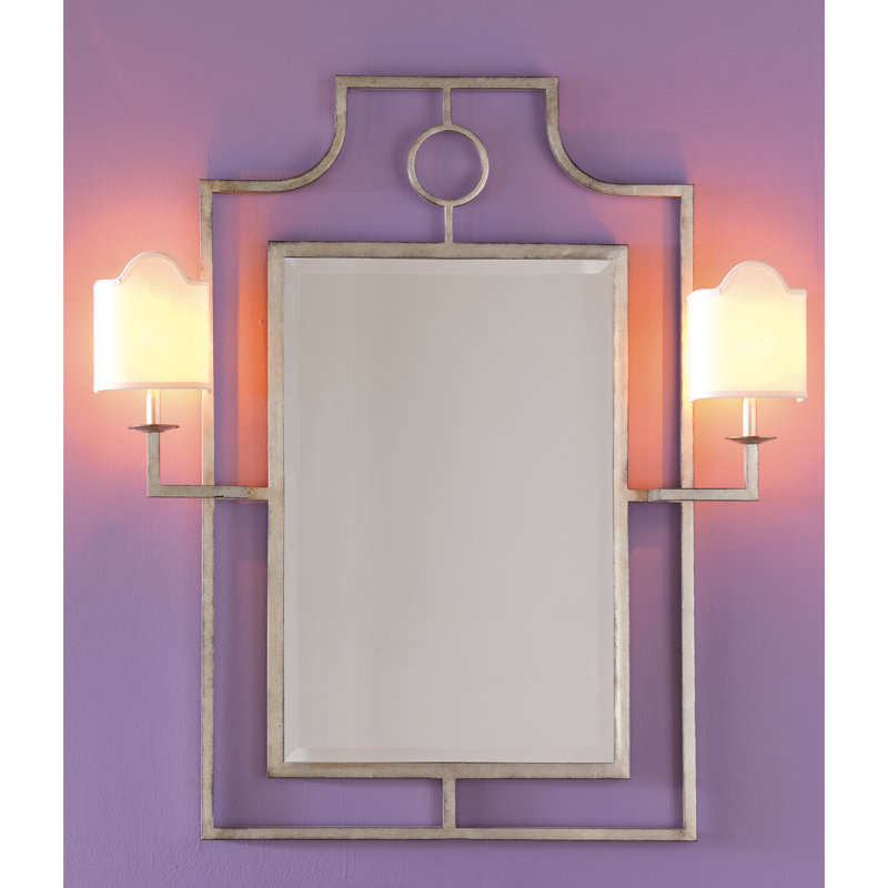Doheny Arch Metal Beveled Lighted Wall Mirror, Silver