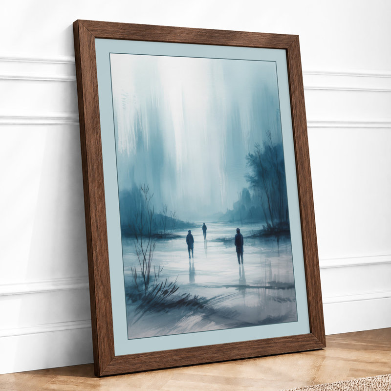 Figures in Mist Scandinavian - Framed Print, Walnut, A1 - 84.1 x 59.4 cm