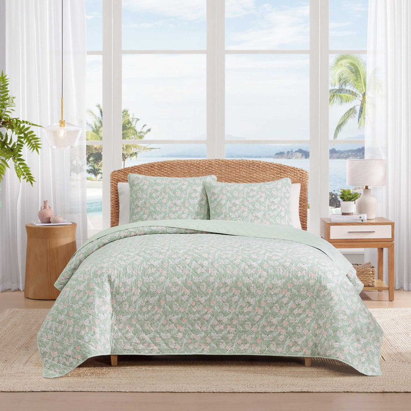 Ensemble de courtepointe réversible en coton Tommy Bahama, Courtepointe grand + 2 couvre-oreillers standard