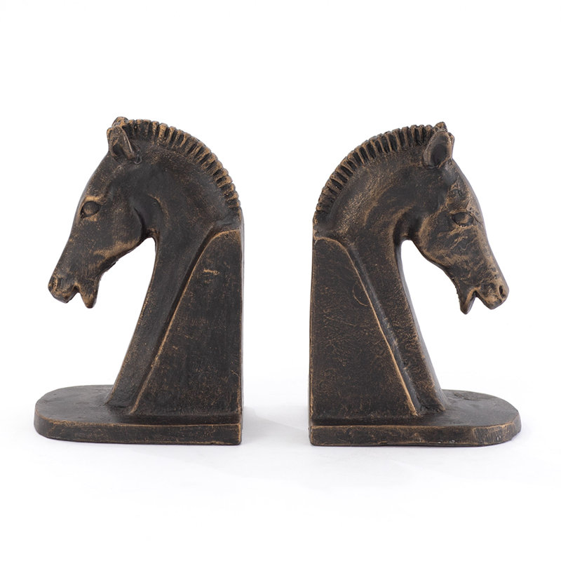 Trojan Horse Head Bookends-Bronze