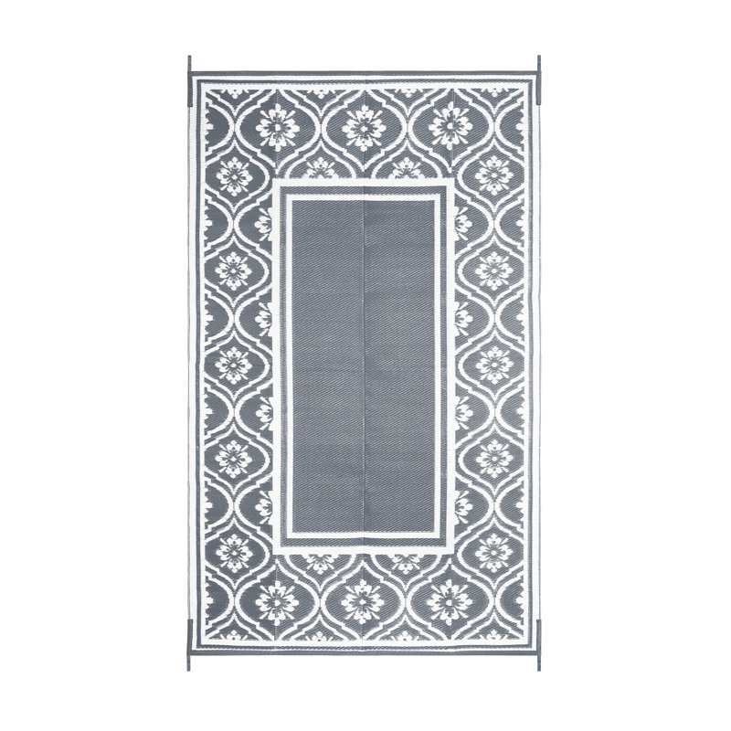 Ellie Reversible Outdoor Rug Waterproof Rug, Gray, Rectangle 8' x 10'
