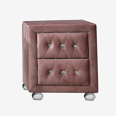 Table de chevet 2 tiroirs rose
