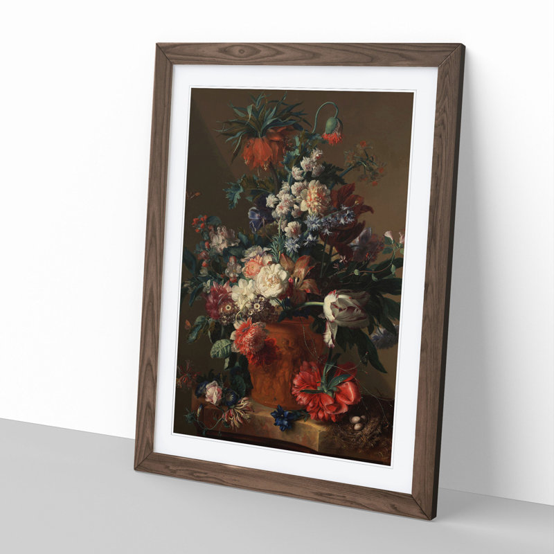 Still Life with Flowers Vol.11 by Jan Van Huysum - Picture Frame Painting, Walnut, 36cm H x 27cm W x 2cm D