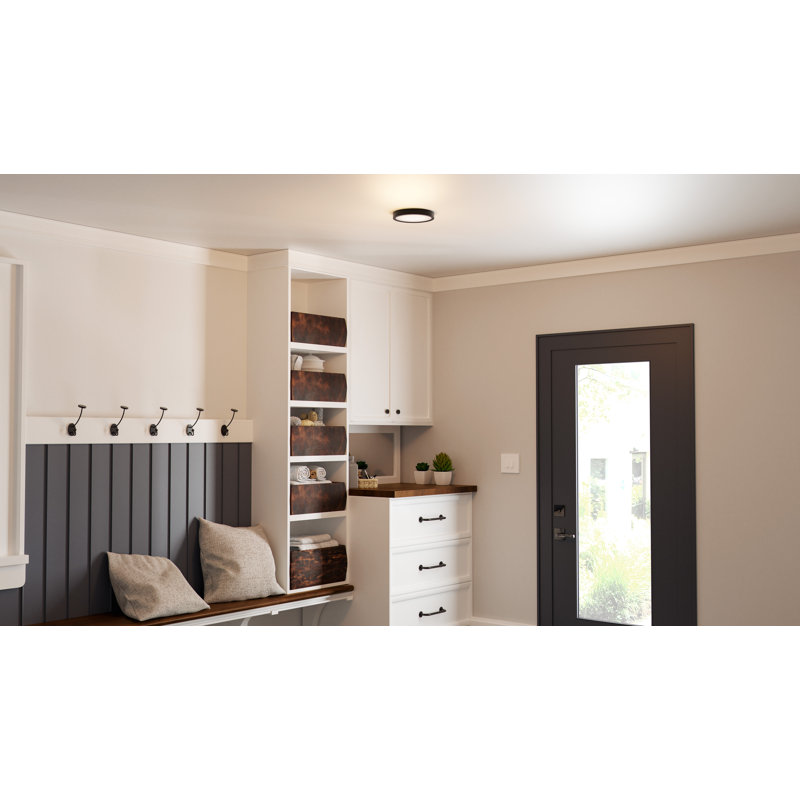 Plafonnier encastré 1 lumière DEL Naquin, H 1 po x l 7,5 po x P 7,5 po, Bronze huilé