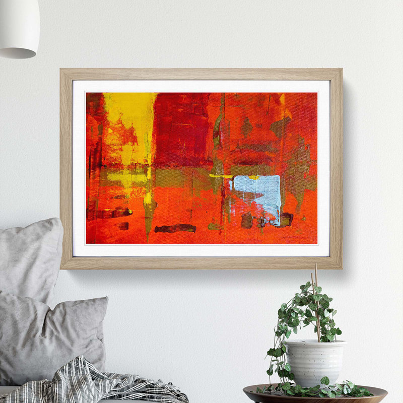 Abstract Art Painting Vol.447 by S.Johnson - Picture Frame Painting Print, 36cm H x 48cm W x 2cm D, Oak Framed