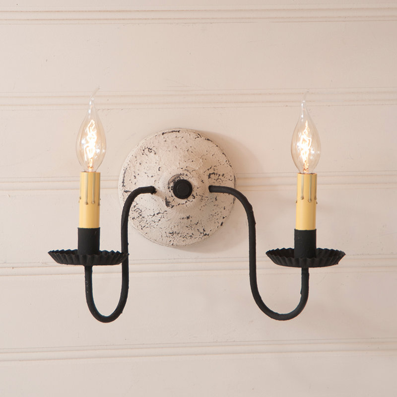 Lampe murale bougie 2 lumières Wilham, Blanc