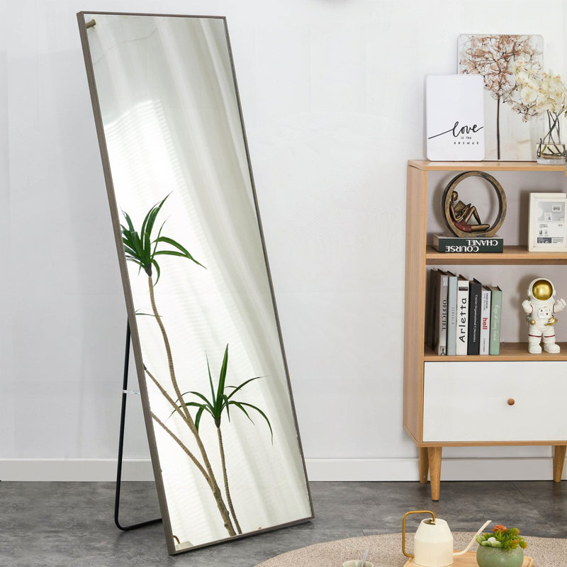 Miroir Quinnisha, H 58 po x l 15 po, Gris, Bois massif