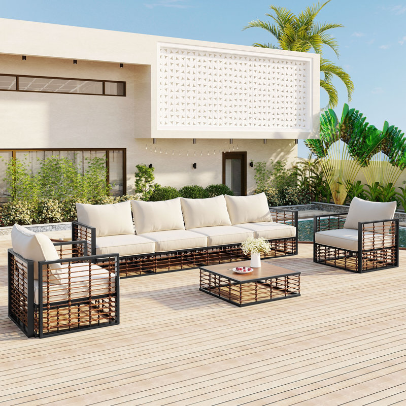Ensemble de canapé modulaire en métal 7 pièces Modern Minimalist, Gris foncé
