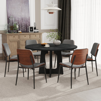 Ensemble de table de salle à manger 47 po, table de cuisine de ferme avec chaises modernes en similicuir