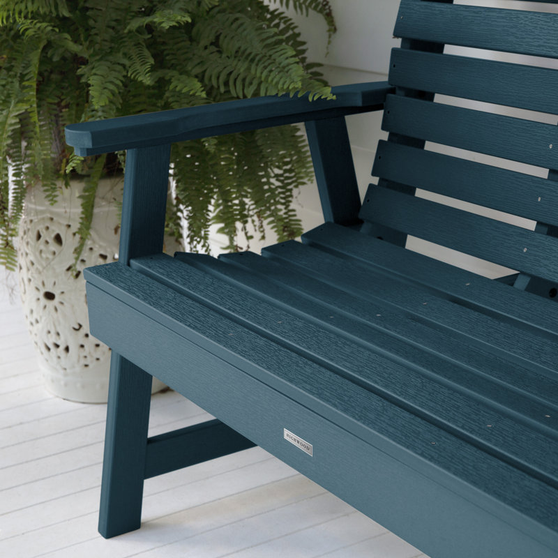 Banc de jardin en plastique Midwest, H 32 po x l 52 po x P 25 po, Bleu Nantucket