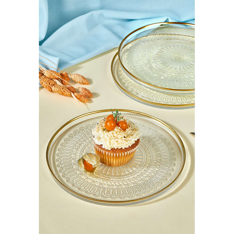 Elegant Dessert Plate Set (6 Pieces), 8.3 inches, 100% Glass, Transparent | Perfect for Serving Cakes, Pastries & Desserts | Stylish Design, Ideal for Parties & Special Occasions, Hand Wash Recommended