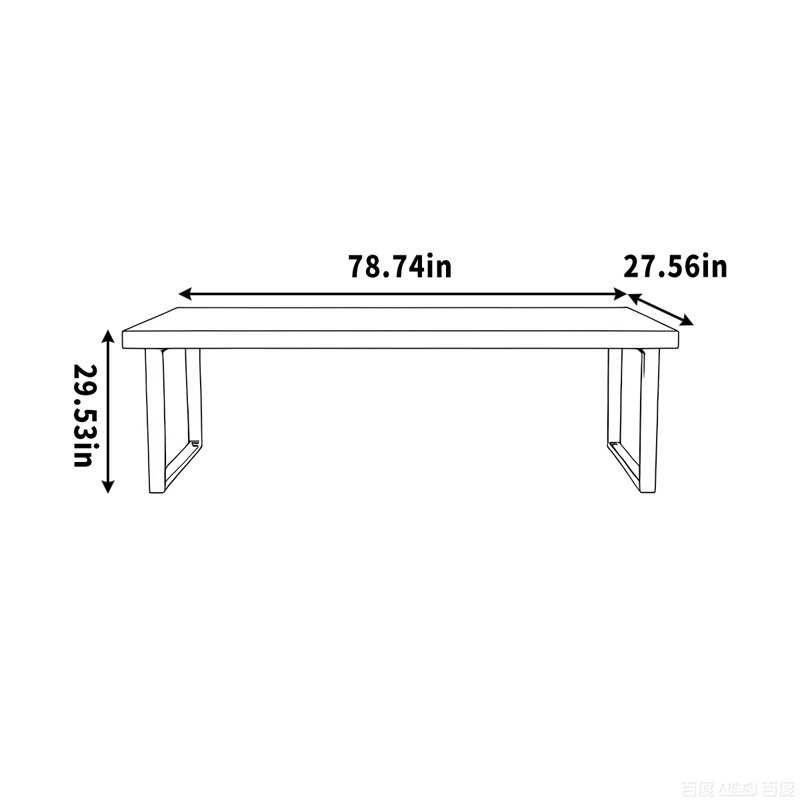 Structure de travail spacieuse en bois massif, H 29,53 po x l 78,74 po x P 27,56 po