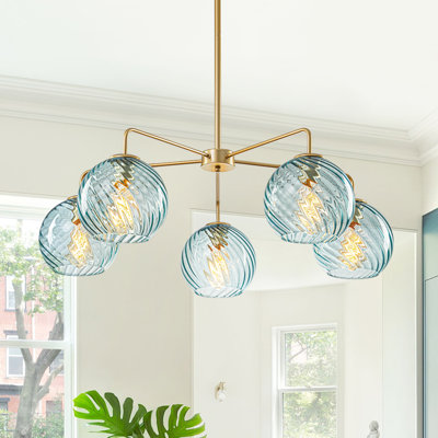Lustre en verre sphérique spoutnik 5 lumières