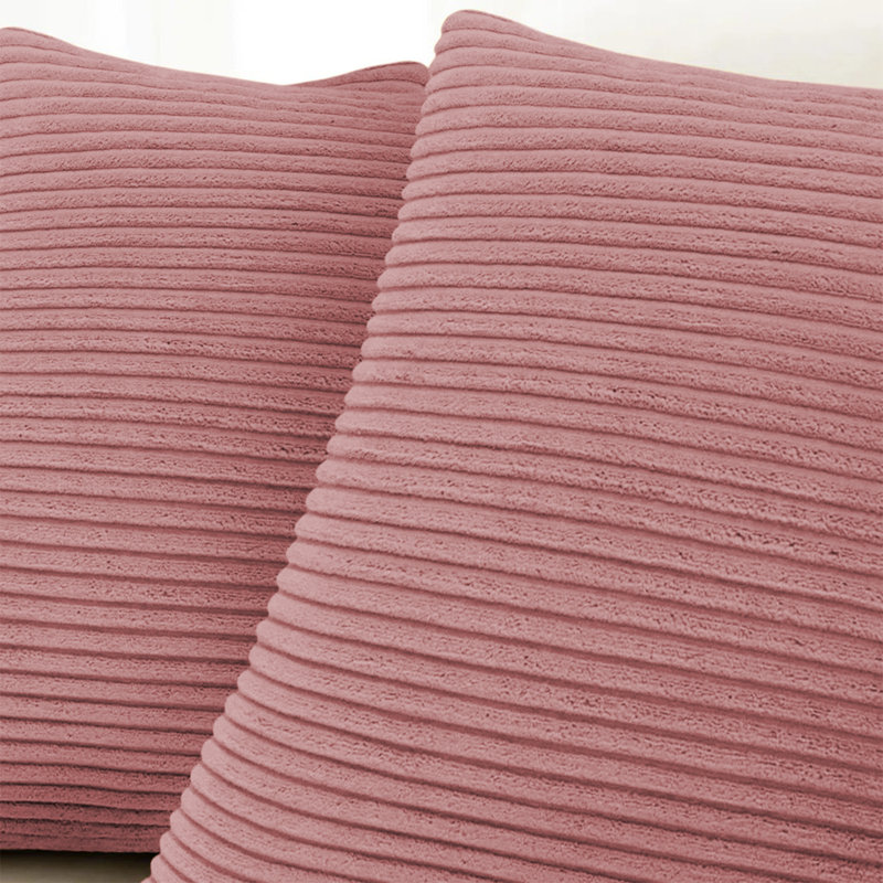 Striped Square 18cmX18cm Velvet Cushion Cover, Pink