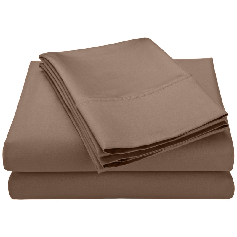 Ensemble de draps en rayonne à densité de tissage 320 fils Swiss Club, Taupe, Drap-housse grand avec 2 taies d'oreiller