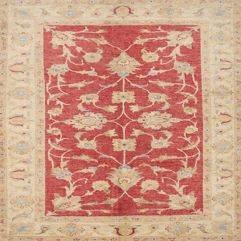 Tapis oriental rouge / beige, Carré 6 pi