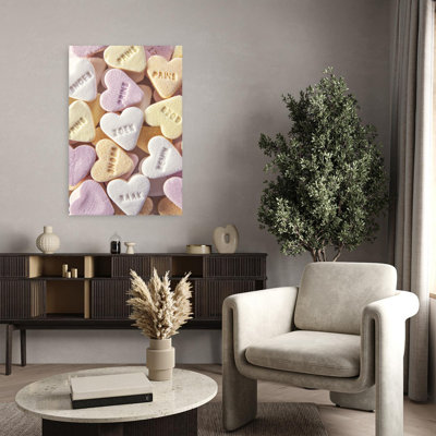 Sweet Pastel Hearts Colorful Romantic Contemporary Wall Art Print by Christa Stroo - Wrapped Canvas Print