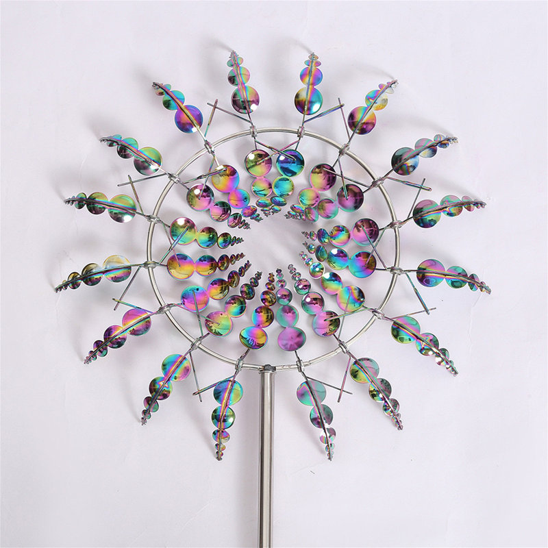 Chamaine Metal Windmill, Yellow/Brown/Green