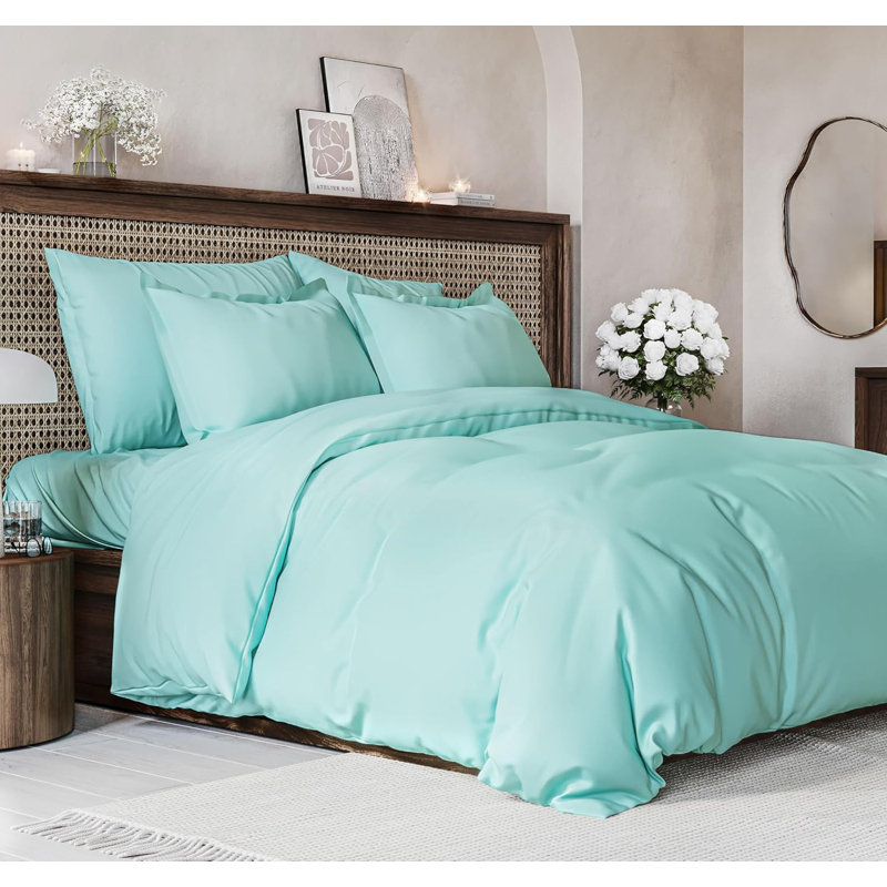 Premium 3-Piece Duvet Cover Set - Hotel Quality Soft & Cooling Comforter Cover With Zipper & Matching Pillowcases, Spa Blue