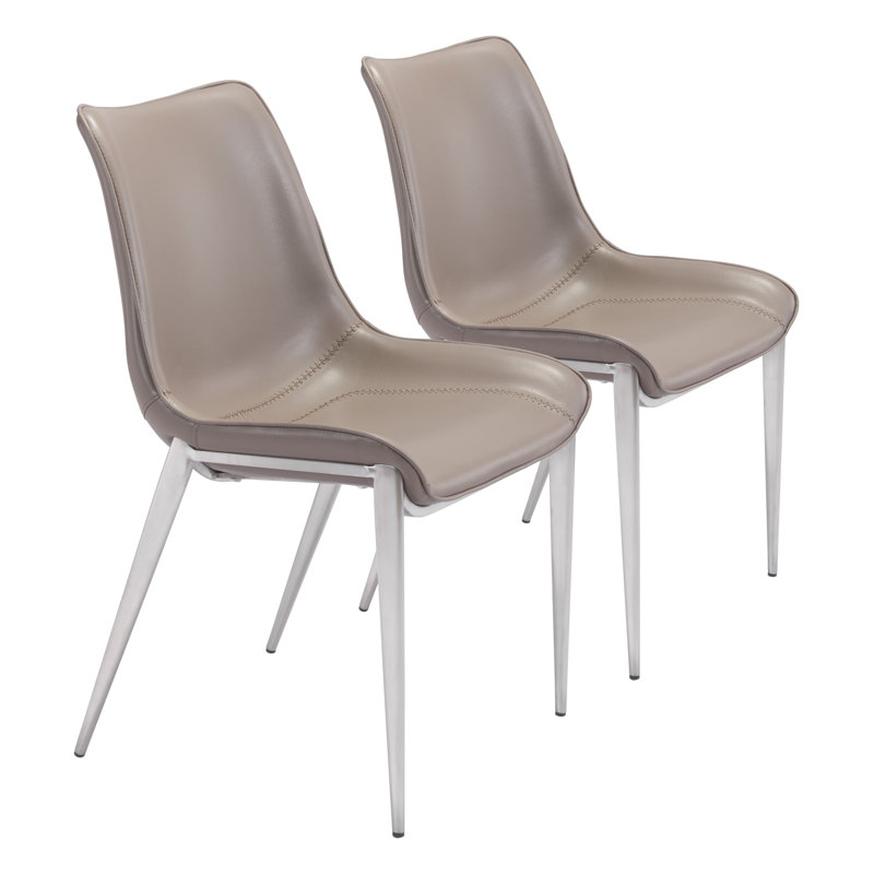 Magnus 18.5'' H Faux Leather Upholstered Side Chair, Gray, Chrome