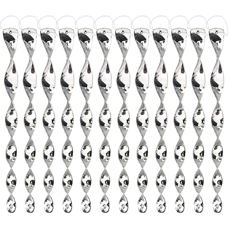 12 Pcs Bird Deterrents Hanging Reflective Plastic Spiral Rods Bird Scare Devices for Window Garden Decorations