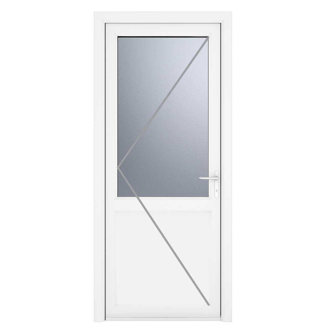 Crystal uPVC Door - White - Double Glazed - Half Glass Half Panel - Left Hand - Obscure Glass - 840x2090mm - Image 4