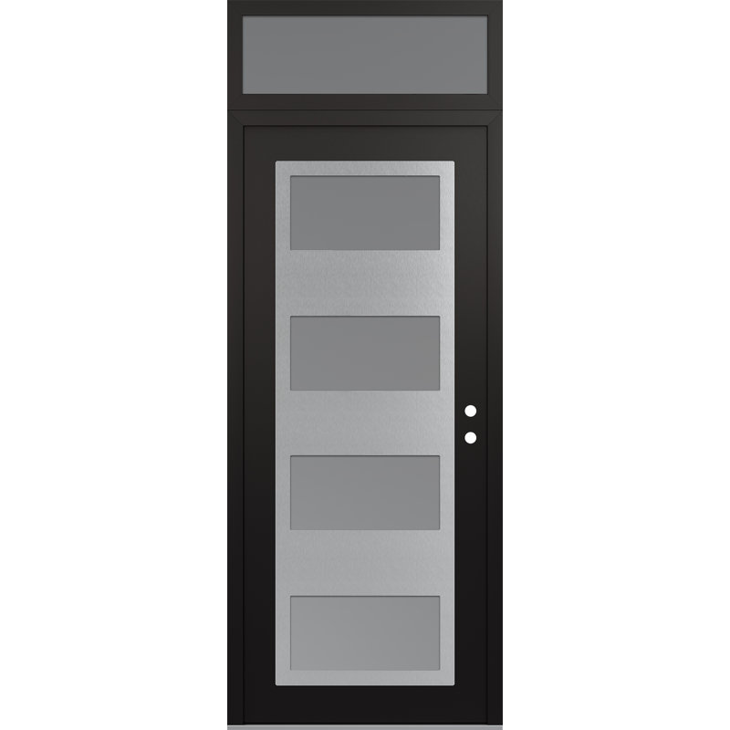 Panneau d'entrée en acier argenté noir / blanc avec panneau arrière pré-monté, Gauche