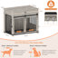 Large Dog Crate Furniture with Drawer Storage, Sliding Doors, Rotating Bowls-1437814371