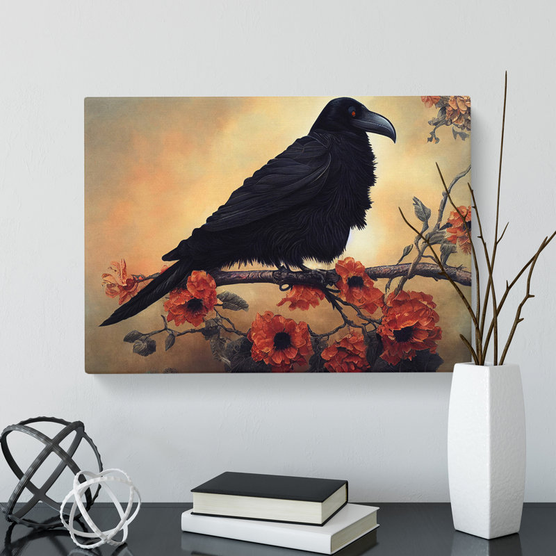 Magnetic Raven Bird - Wrapped Canvas Print