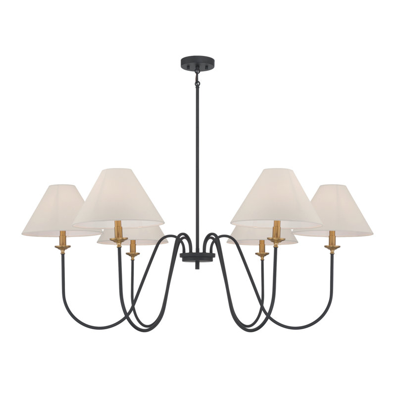 Lustre classique / traditionnel à 6 lumières à intensité variable, H 21 po x l 50 po x P 50 po, Noir