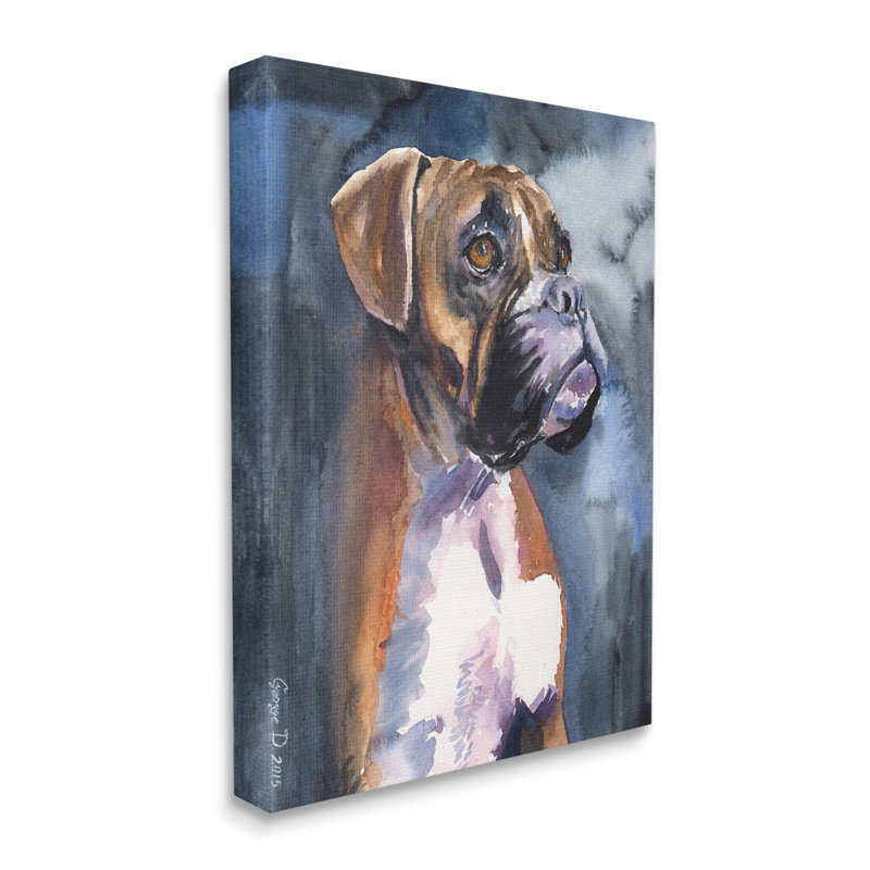 Adorable animal de compagnie Boxer, Toile tendue, H 48 po x l 36 po
