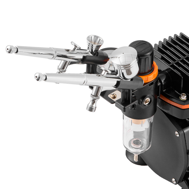 Airbrush Kit, Dual Fan Air Compressor Professional Airbrushing System Kit with 3 Airbrushes