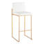 Tabouret de bar contemporain à dossier haut en acier doré et similicuir blanc par - ensemble de 2-1129439849-1129439854