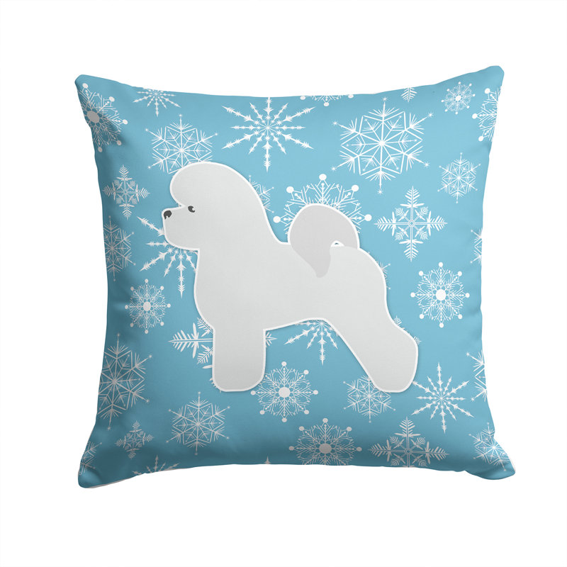 Coussin intérieur/extérieur en flocons d’hiver, H 14 po x l 14 po x P 3 po
