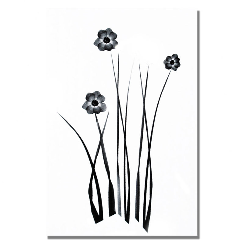 Black and White Floral Oil Painting on Canvas